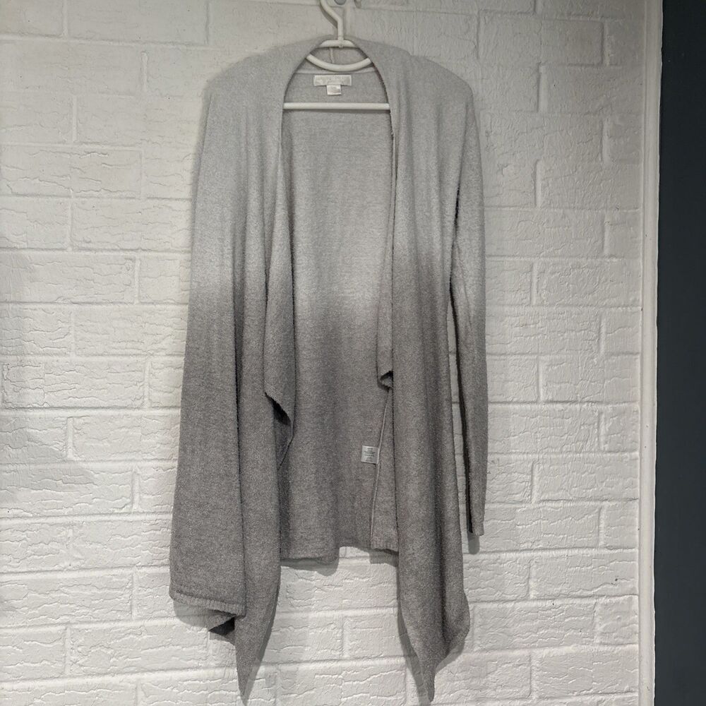 Barefoot Dreams Bamboo Lite Open Front Soft Blanket Cardigan S/M Gray Ombré